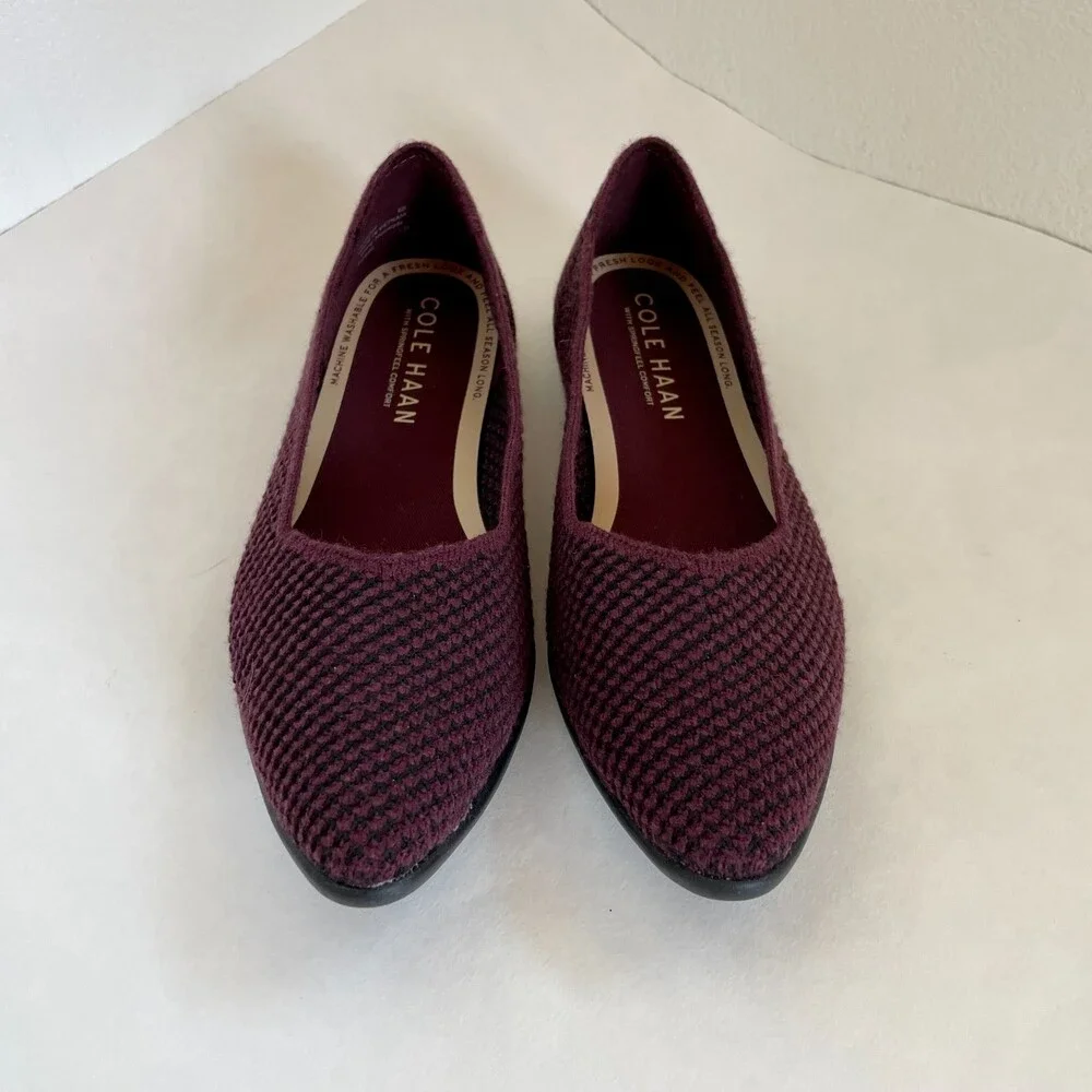 NWOT Cole Haan Springfeel Stitchlite Skimmer Washable Flats in Burgundy Size 6 - Picture 4 of 11